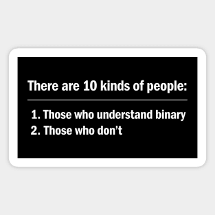 10 Kinds of People - white text Magnet